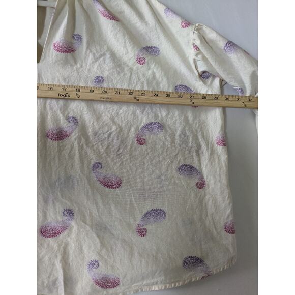 J Jill Oversized Top Split Neck Paisley 'Barley Multi' Drop Shoulder Relaxed Fit - Picture 9 of 13